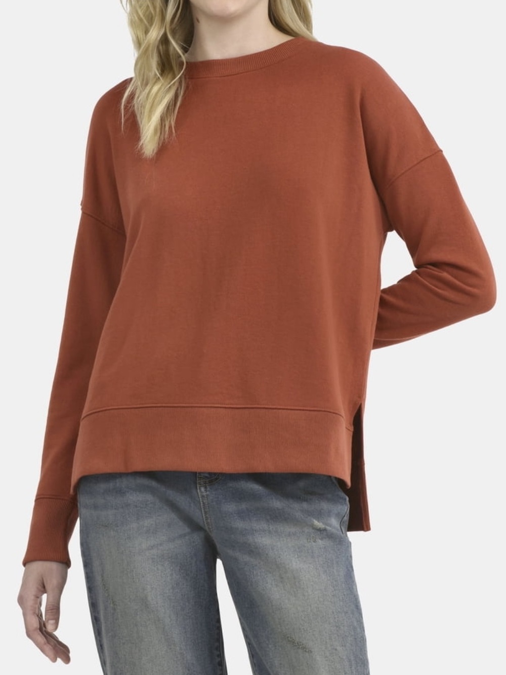 Time and tru Tunic Dusty Bronze Rust Crewneck Sweater Size L